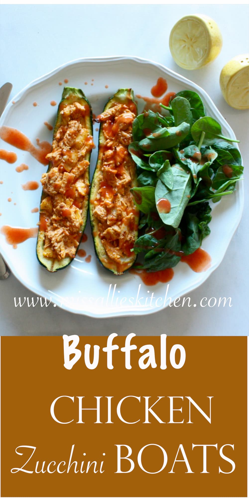 Bubba’s Buffalo Chicken Zucchini Boats {gluten free, dairy free, Whole30 friendly}