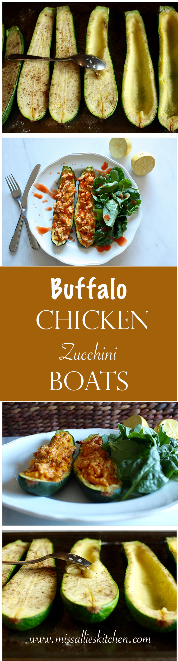 Buffalo Chicken Zucchini Boats