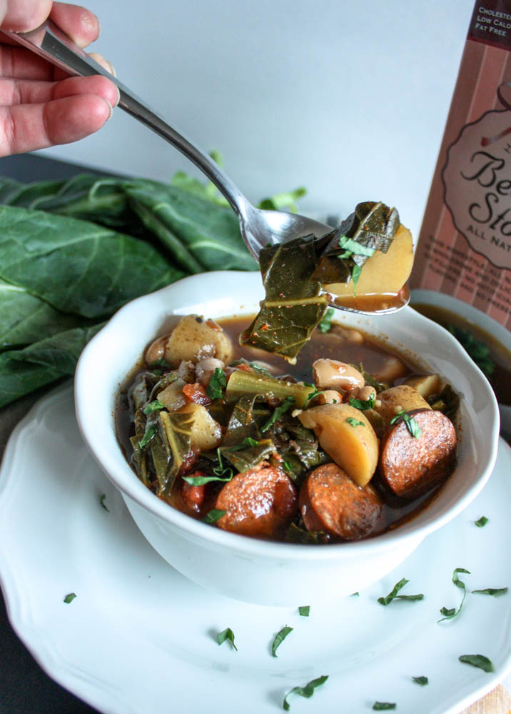 Collard Green and Spicy Chorizo Soup