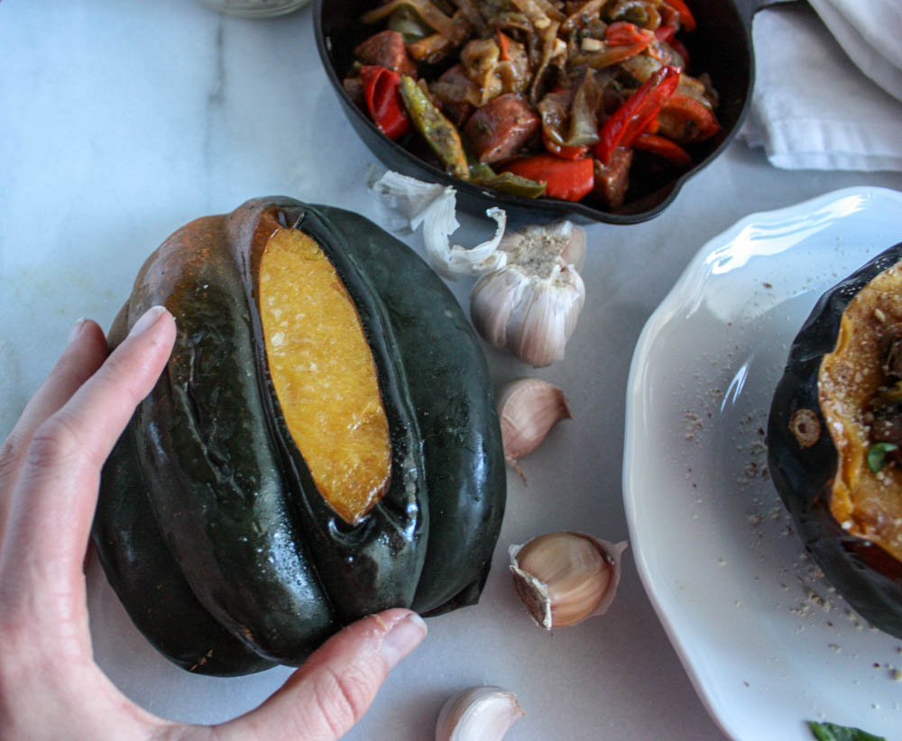 Acorn Squash With Sausage and Peppers 