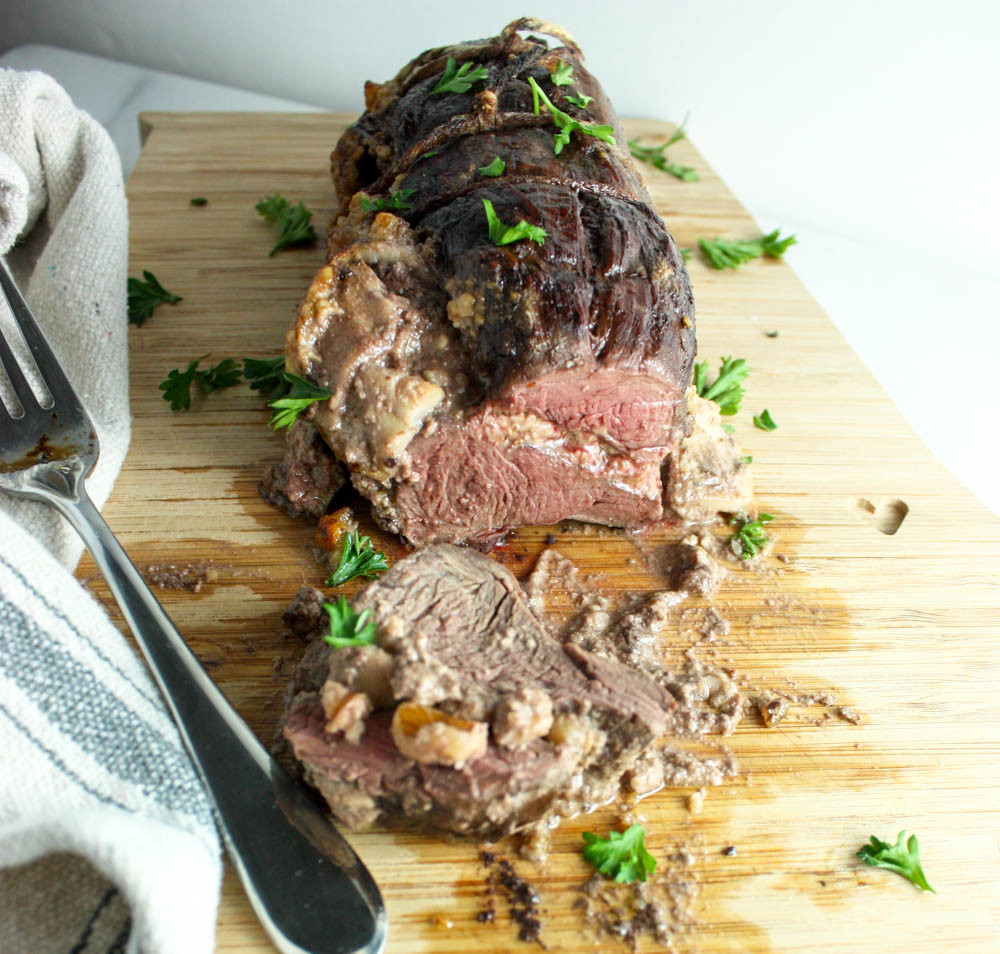 Apple, Walnut, Garlic Stuffed Tenderloin