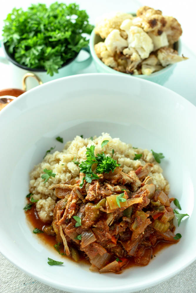 Cauliflower Rice Topped With Cajun Chicken 