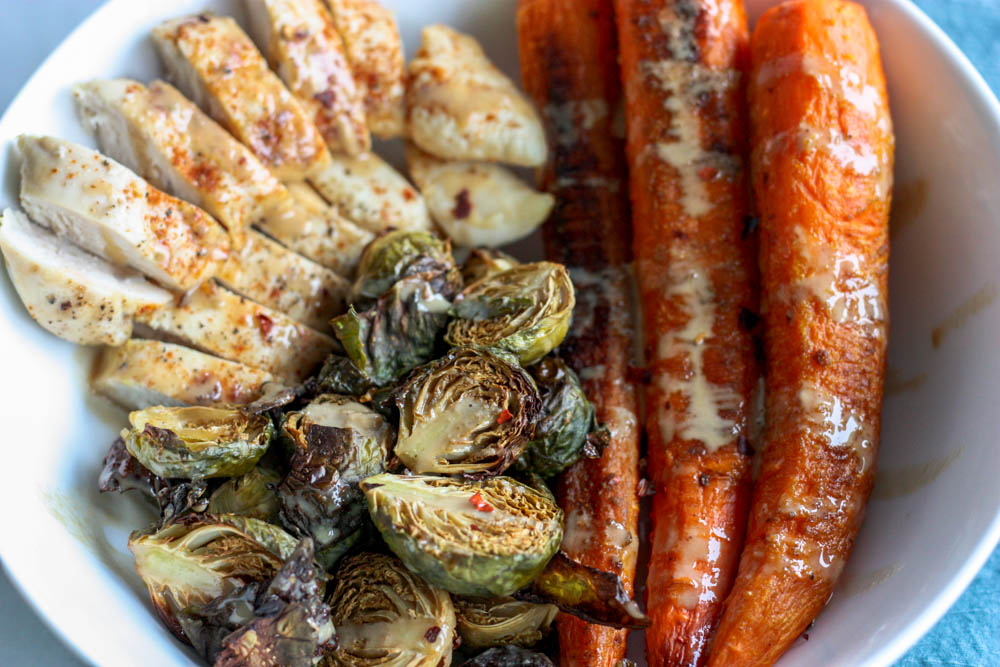 Tahini drizzle and carrot power bowl 