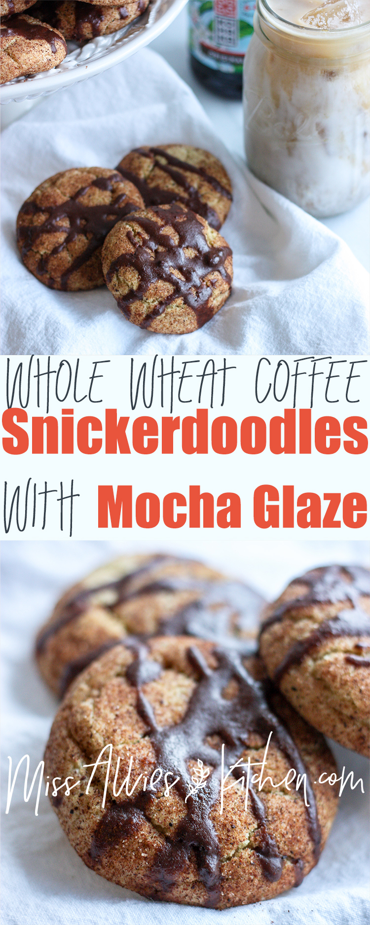 Whole Wheat Coffee Snickerdoodles with Mocha Glaze 