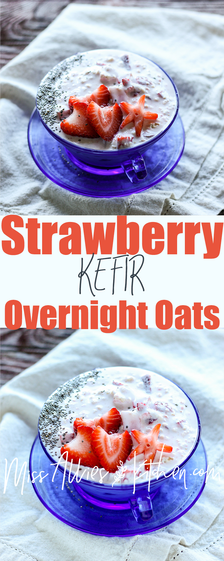 Strawberry Kefir Overnight Oats - a probiotic rich breakfast! 