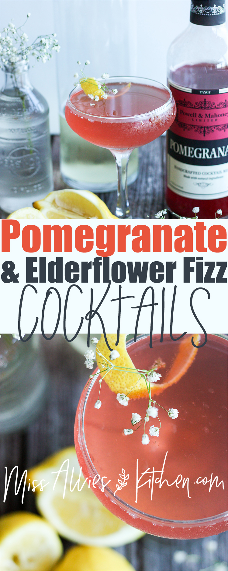 Pomegranate & Elderflower Fizz Cocktail 