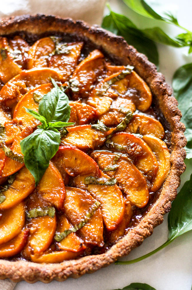 Paleo Peach Basil Tart