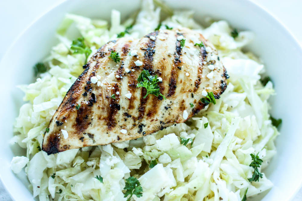 Grilled Greek Chicken and Easy Cabbage Slaw - Miss Allie's Kitchen