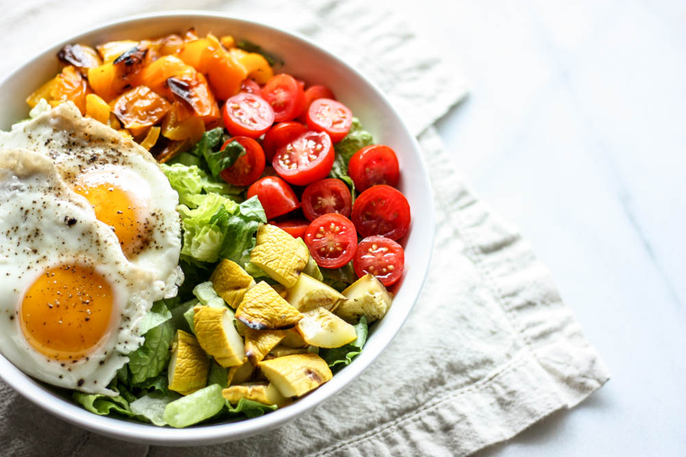 Grilled Veggie and Dippy Egg Salad