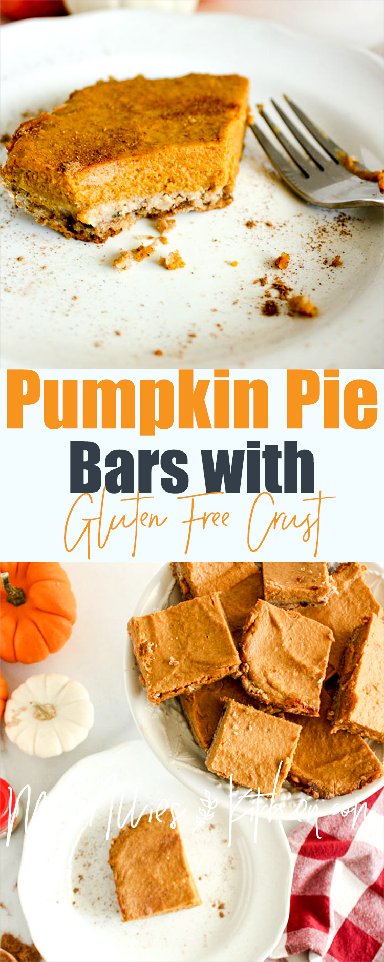 Pumpkin Pie Bars with Gluten Free Oat Crust. Get the healthier pumpkin pie alternative! 