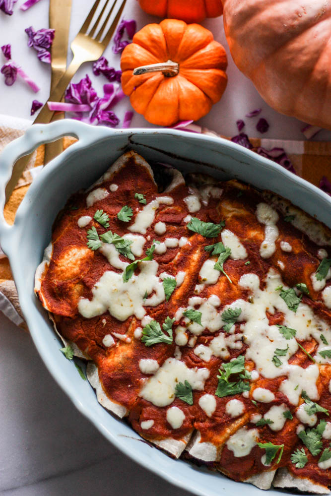 Harvest Turkey Enchiladas with Paleo Pumpkin Enchilada Sauce