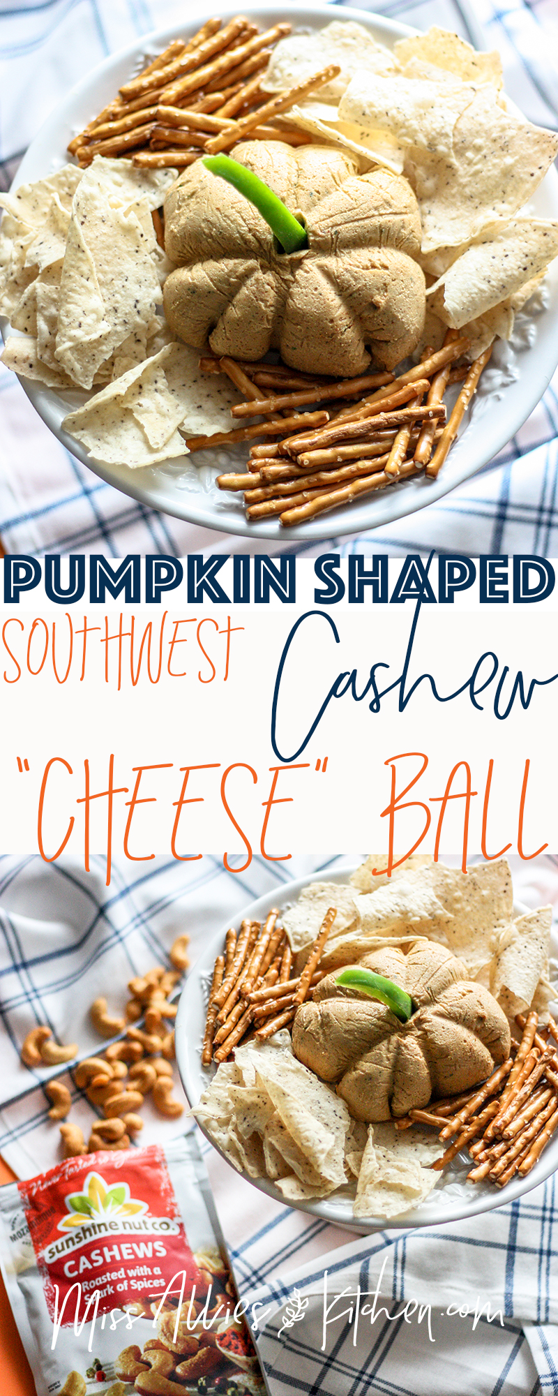 Pumpkin Shaped Southwest Cashew Cheese Ball
