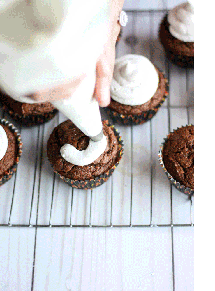 Whole Wheat Pumpkin Spice Cupcakes with Coconut Cream Icing