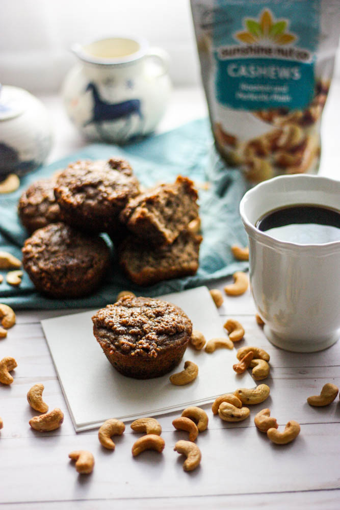 Paleo Cinnamon Streusel Banana Muffins - If you're looking for a healthy, moist, and protein filled treat these Paleo Cinnamon Streusel Banana Muffins are the thing your breakfast table needs. These healthy and easy muffins use cashew and coconut flour to make the perfect muffin. They're flourless, low carb, gluten free, dairy free and high in protein because of the eggs. #paleo #paleobaking #paleofood #healthyfood #breakfast #muffin #glutenfree #dairyfree #lowcarb