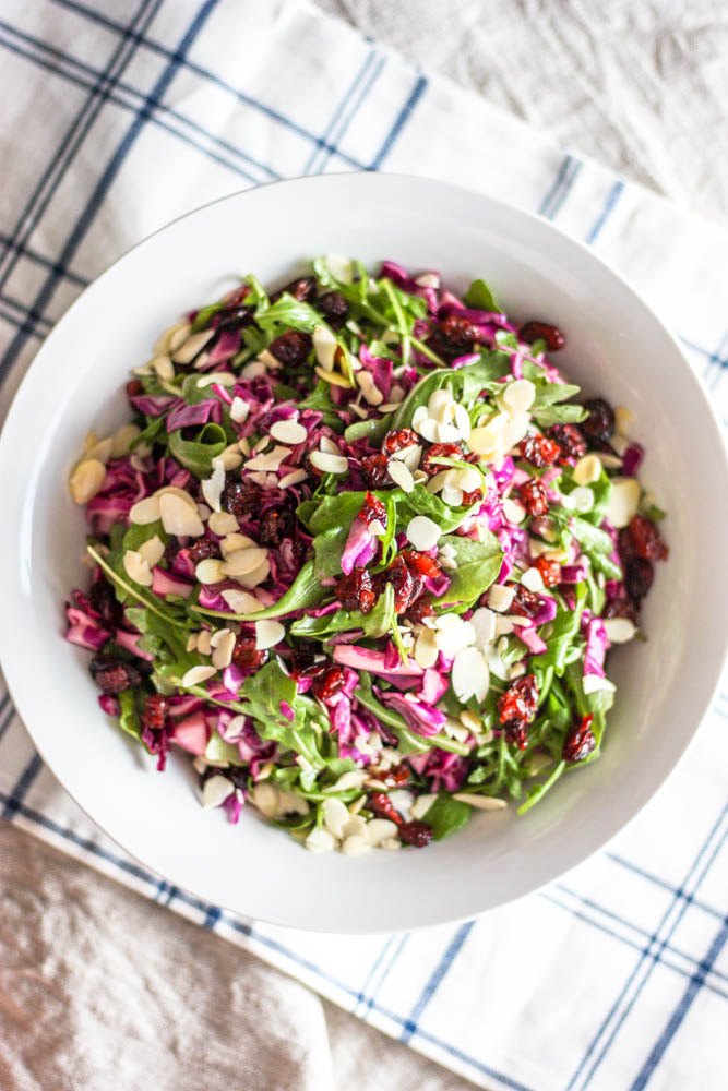 Purple Cabbage and Arugula Salad with Easy Dijon Dressing 