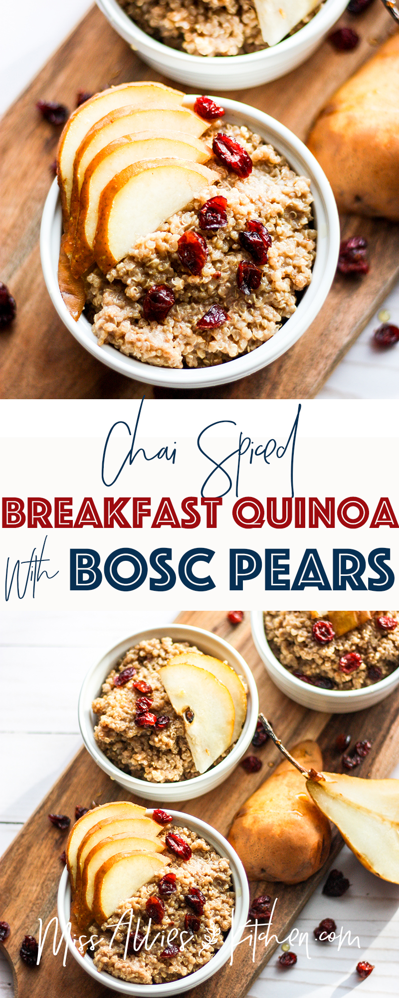 Chai Spiced Breakfast Quinoa with Bosc Pears - a delicious gluten & dairy free start to the day!