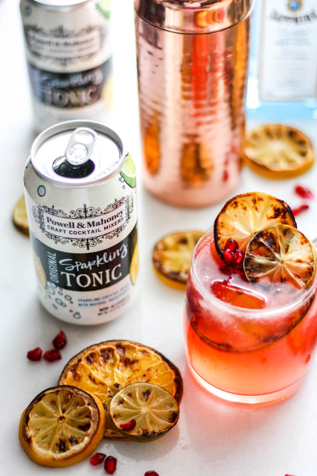 Charred Citrus and Pomegranate Gin and Tonic