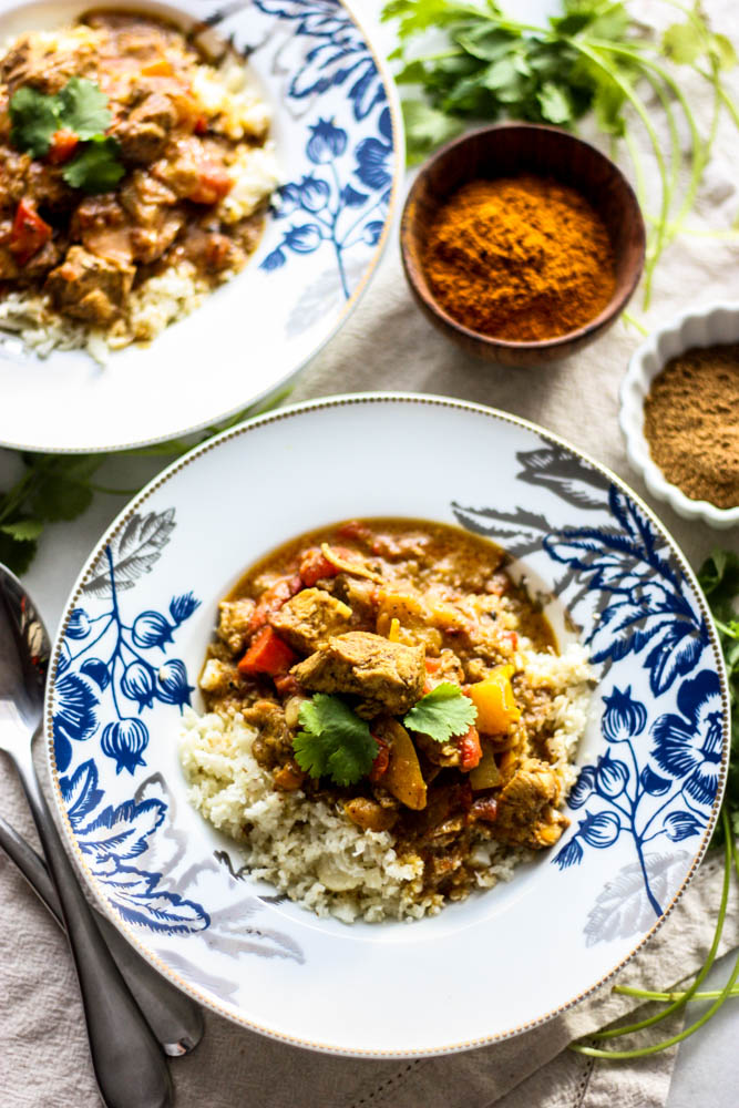 Whole30 Freezer Chicken Tiki Masala with Cauliflower Rice