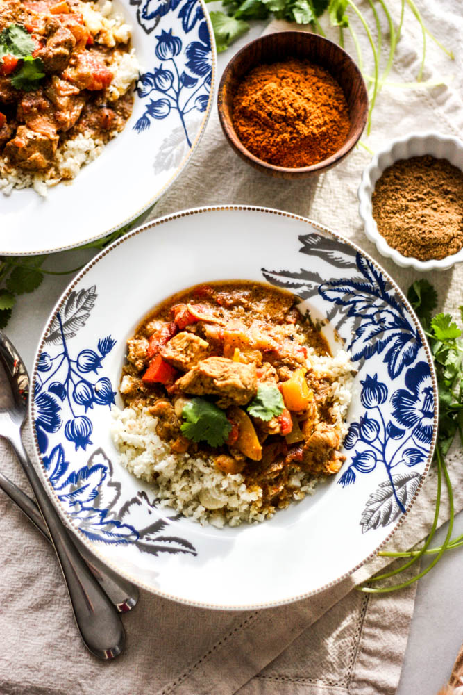 Whole30 Freezer Chicken Tiki Masala with Cauliflower Rice