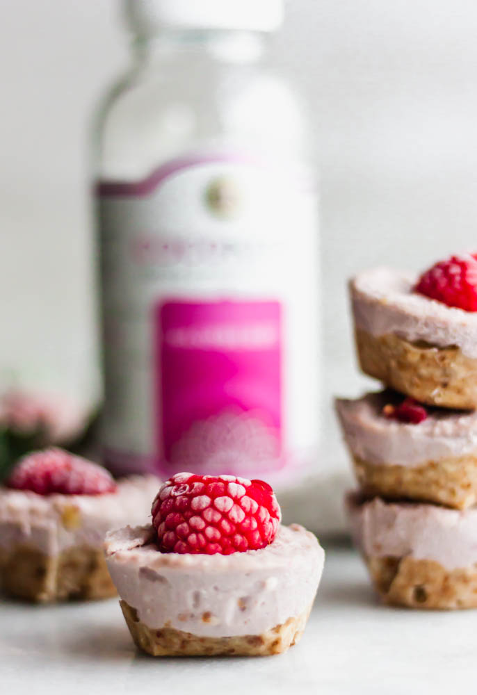 Paleo No-Bake Raspberry Mini Cheesecake Bites