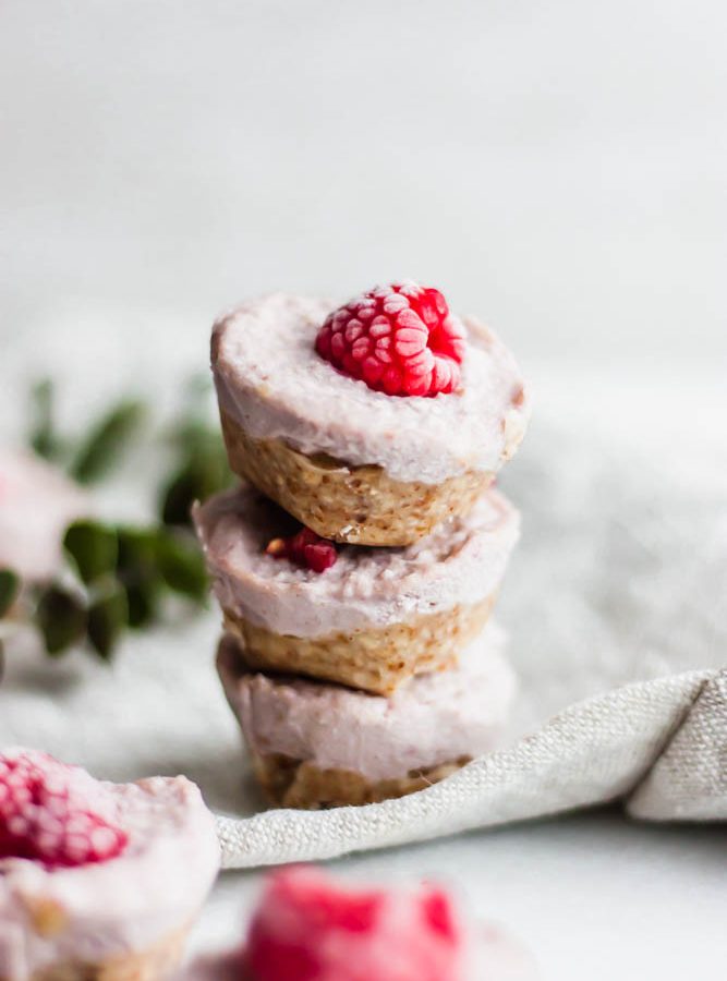 raspberry cheesecake tarts stacked