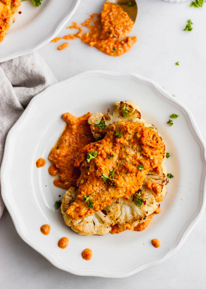 Whole30 Roasted Chicken with Spicy Romesco Sauce