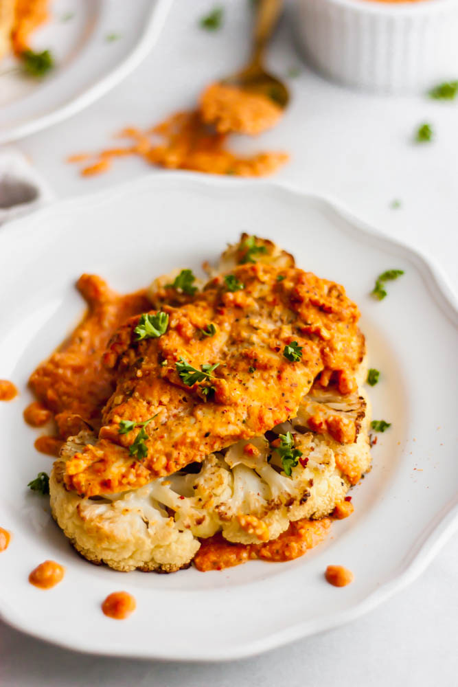 Whole30 Roasted Chicken with Spicy Romesco Sauce