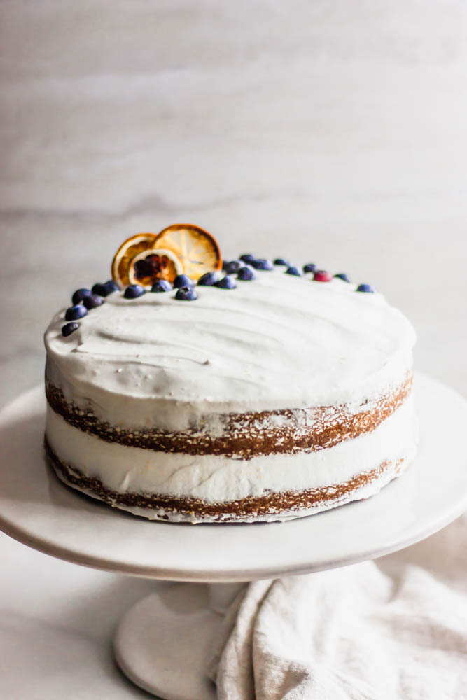 Dairy Free Lemon Blueberry Cake with Lemon Coconut Cream Icing