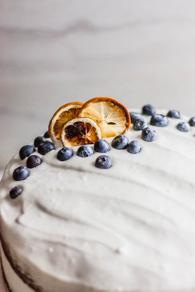 Dairy Free Lemon Blueberry Cake with Lemon Coconut Cream Icing