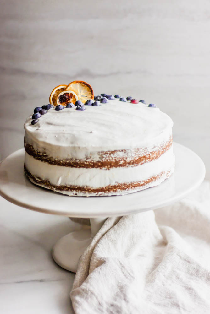 Dairy Free Lemon Blueberry Cake with Lemon Coconut Cream Icing