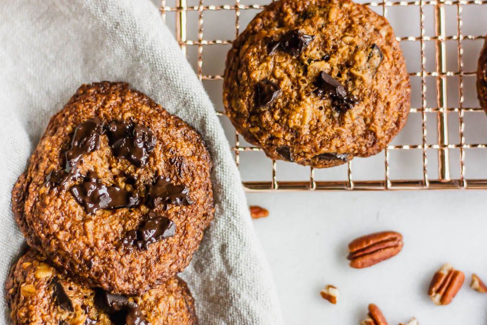 Gluten Free Derby Pie Oatmeal Cookies with Bourbon and Chocolate