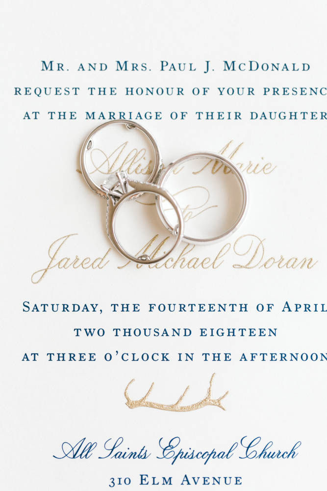 antler detail wedding invitations 