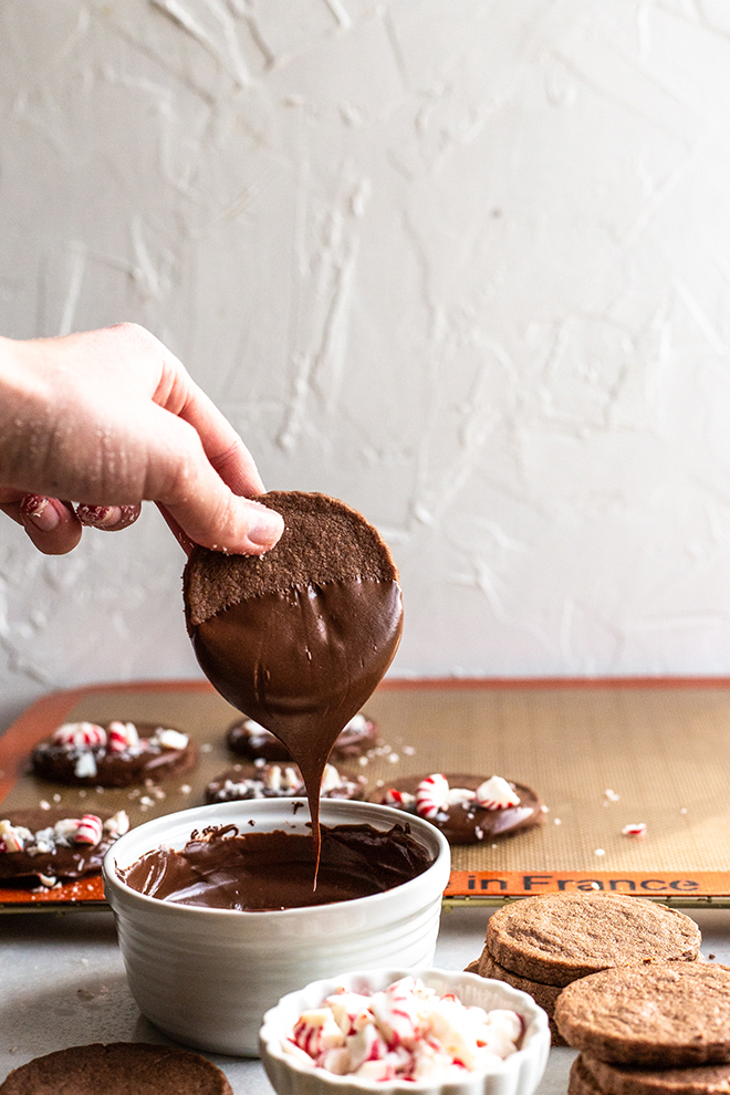 dipped chocolate cookie