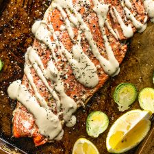 Easiest Baked Salmon With Lemon Tahini Sauce -image