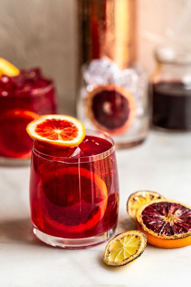 All natural color from easy to make Charred Citrus and Beet juice makes these Vodka Tonics extra special and crazy delicious. 