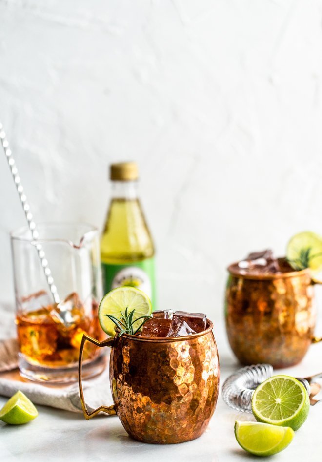 An Irish Mule is simply a twist on the famous Moscow Mule - it uses whiskey instead of vodka and is full of refreshing lime-ginger flavor.