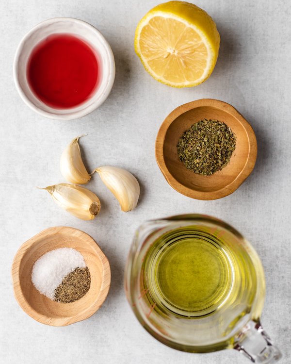 venison marinade ingredients on a grey counter