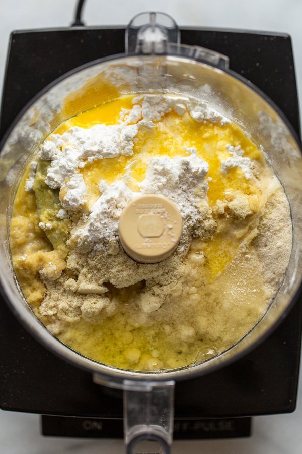 pie dough ingredients in a food processor