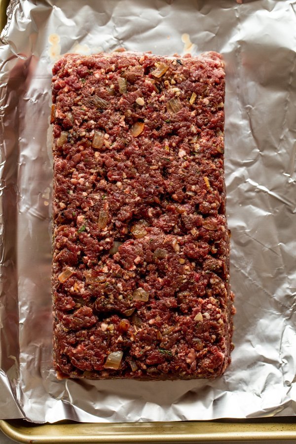 meatloaf made with venison on tin foil