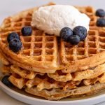 sourdough waffles with Greek yogurt and blueberries