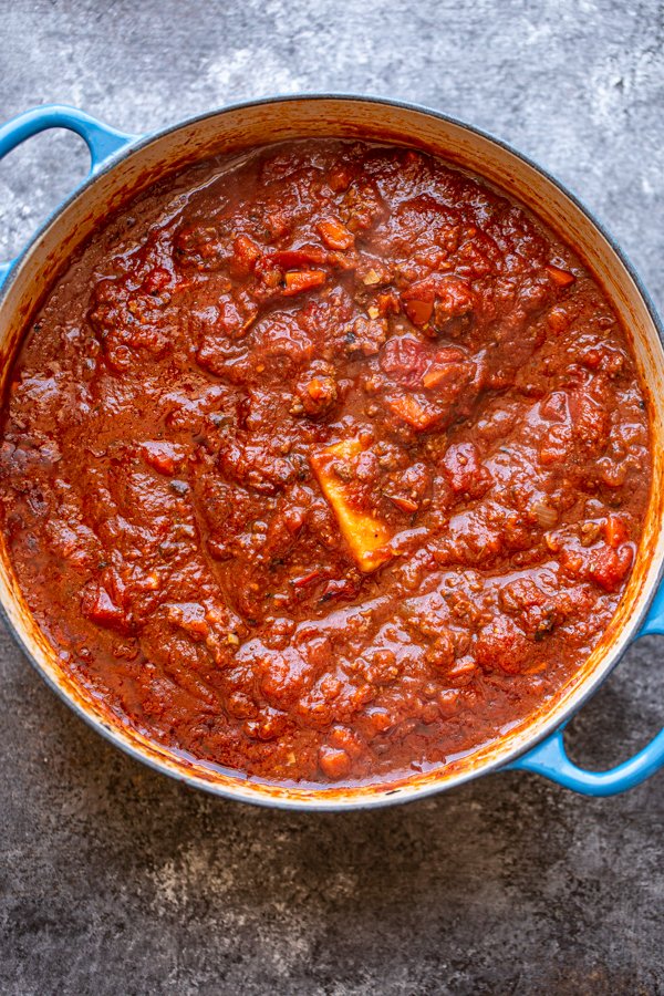 meat sauce in a pot