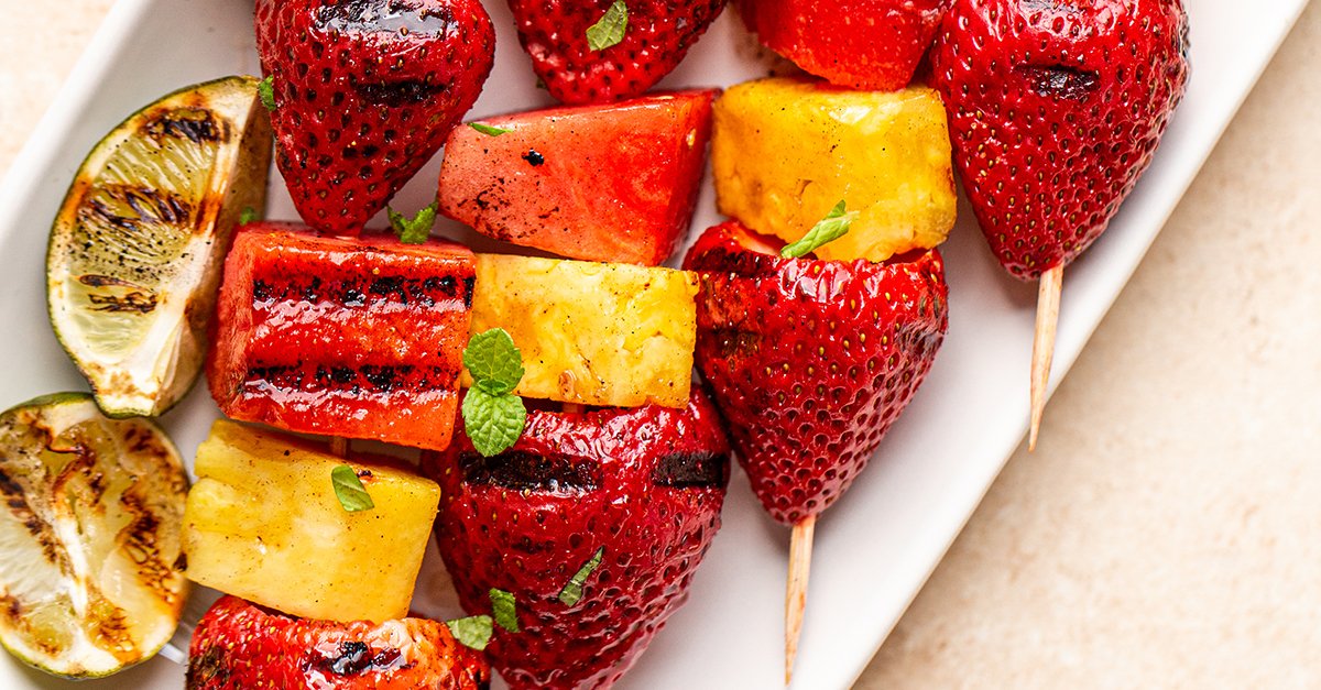 Grilled Fruit Kabobs with Sweet & Spicy Glaze - Miss Allie’s Kitchen