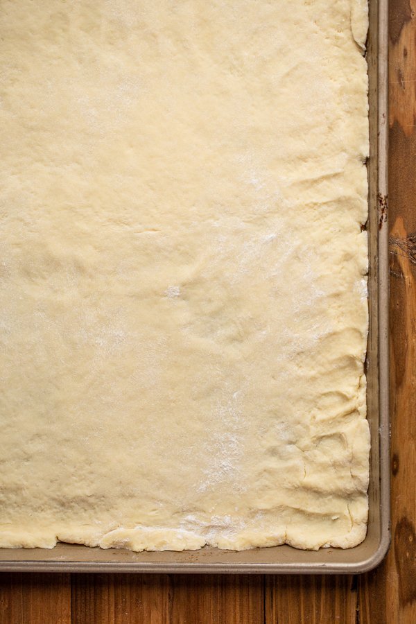 pie dough in a baking sheet