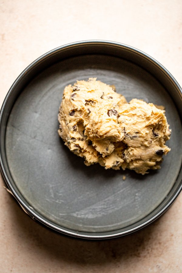 cookie dough in a springform pan