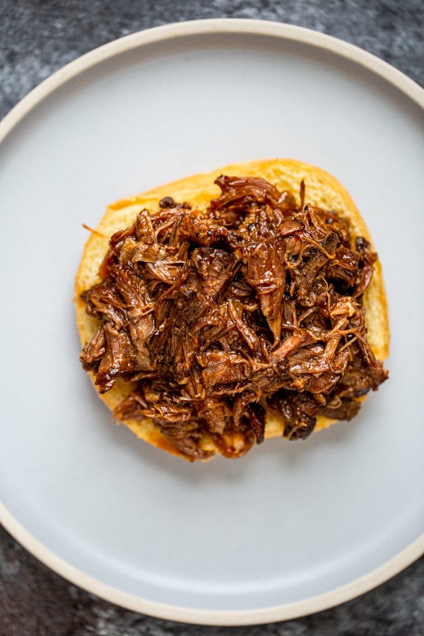 Pulled venison barbecue on a bun