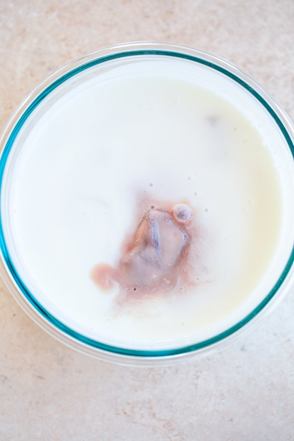 venison soaking in buttermilk