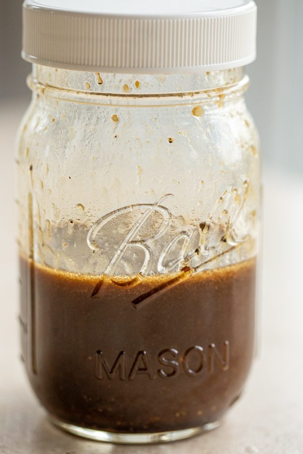 balsamic dressing in a ball jar