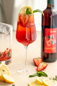 strawberry wine spritzer with local strawberry wine