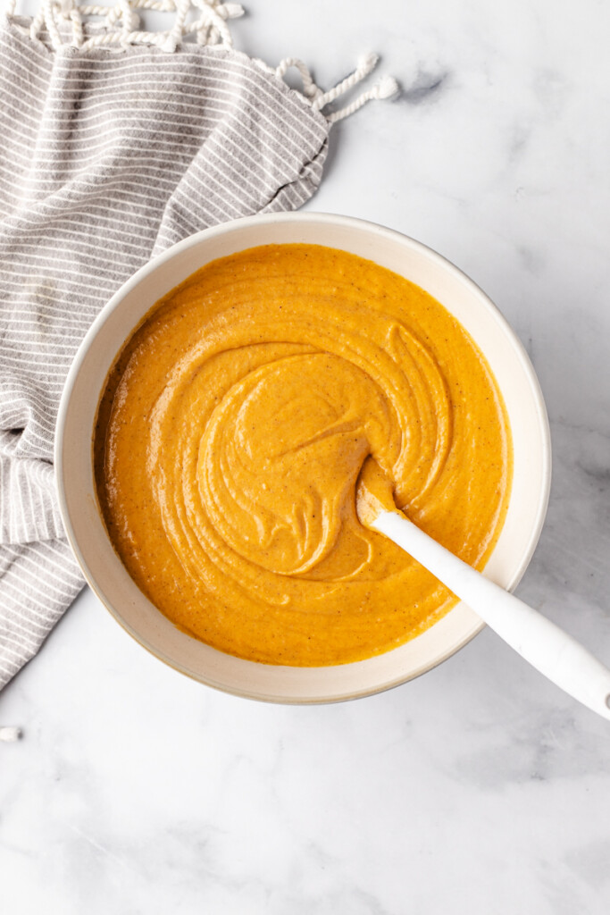 Pumpkin Bread ingredients combined in white bowl