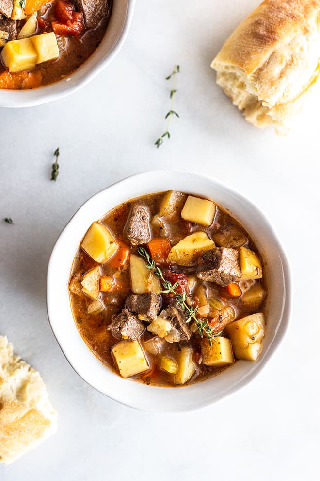 Rich and tender Easy Instant Pot Venison Stew comes together quickly for the perfect rustic, comforting dinner to use up your harvest in the freezer. easy instant pot venison stew